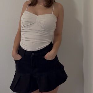 EXPRESS White Ruched body contour Bodysuit